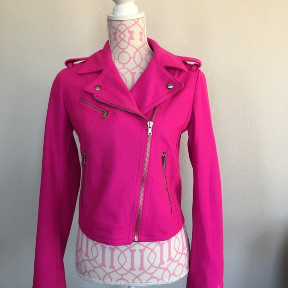 gap hot pink moto jacket